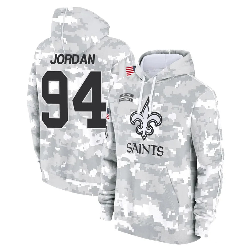 Kieara NO.Saints #94 Cameron Jordan Player Arctic Camo Salute to Service Pullover Hoodies Limited Game Stitched Jerseys