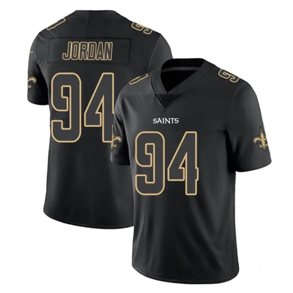 Kieara NO.Saints #94 Cameron Jordan Player Black Impact Limited Home Game Stitched Jerseys