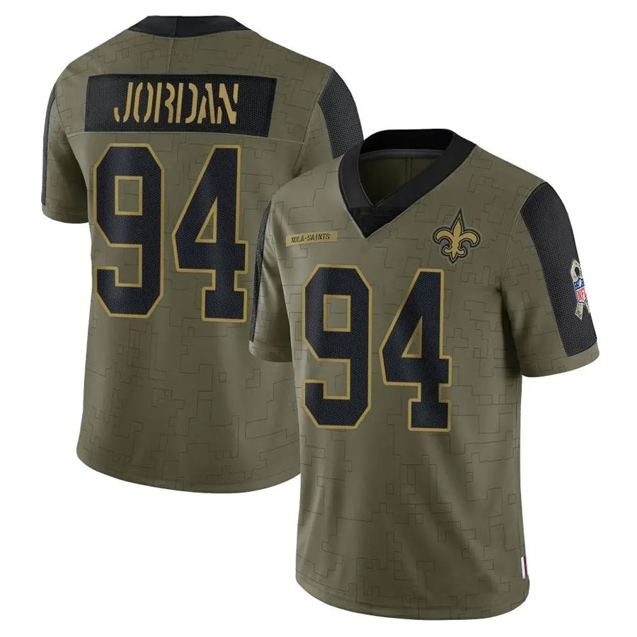 Kieara NO.Saints #94 Cameron Jordan Player Salute To Service Olive Stitched Jerseys