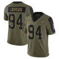 Kieara NO.Saints #94 Cameron Jordan Player Salute To Service Olive Stitched Jerseys