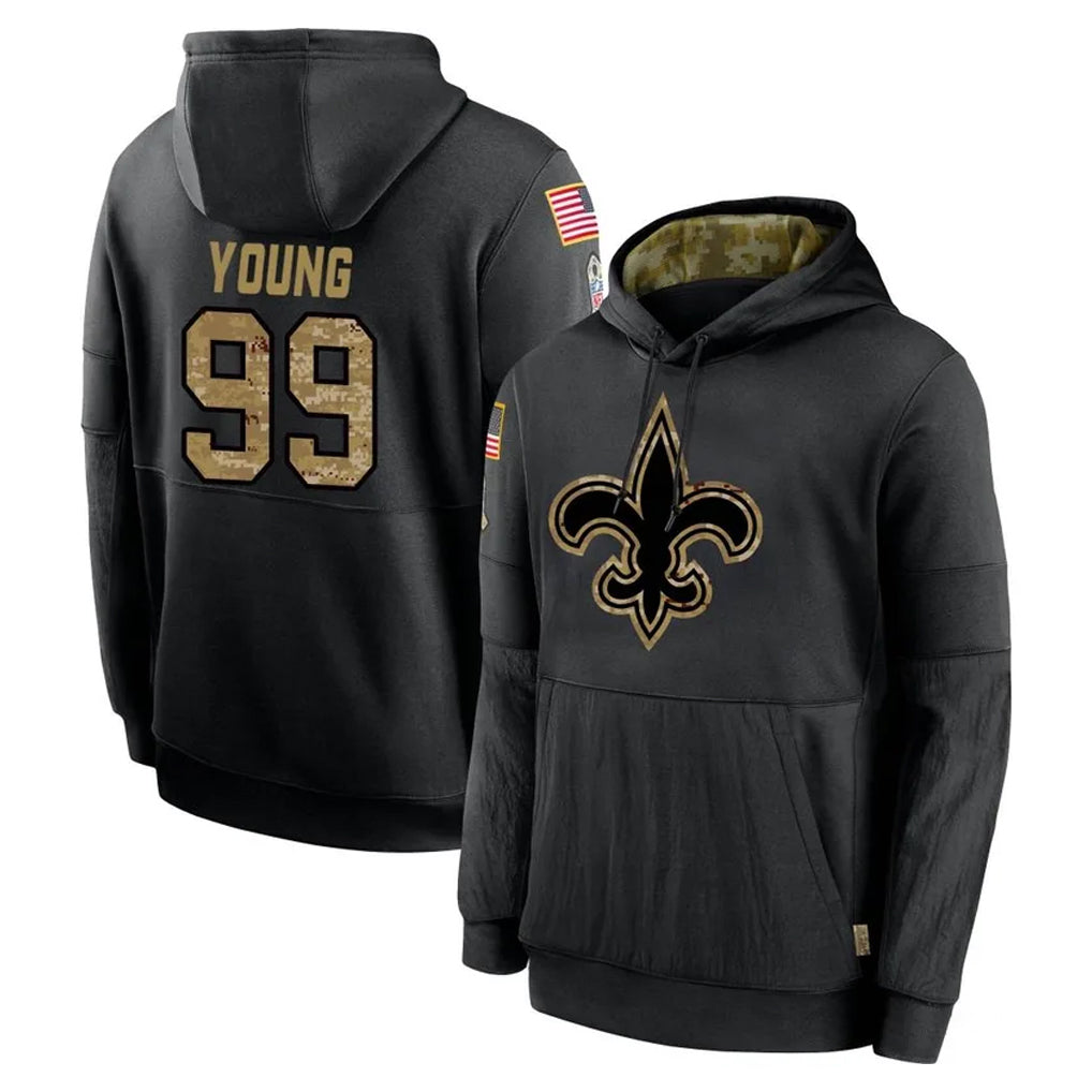 Kieara NO.Saints #99 Chase Young Player Black Salute to Service Hoodies Limited Game Stitched Jerseys