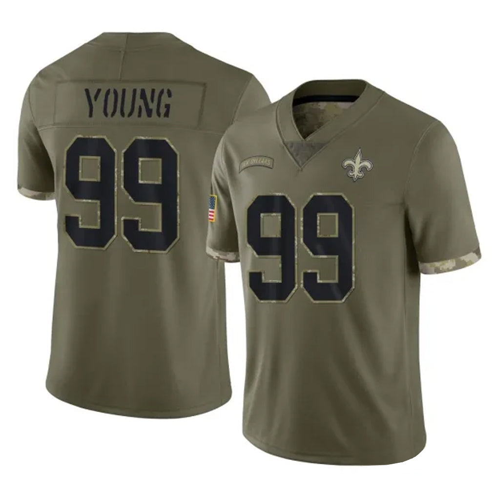 Kieara NO.Saints #99 Chase Young Player Olive Salute To Service Limited Stitched Jerseys