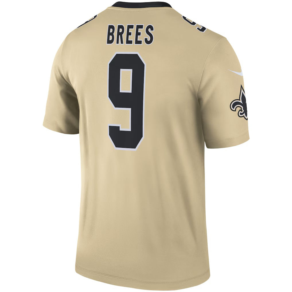 Kieara NO.Saints #9 Drew Brees Gold Inverted Legend Stitched Jerseys