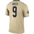 Kieara NO.Saints #9 Drew Brees Gold Inverted Legend Stitched Jerseys