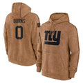Kieara NY.Giants #0 Brian Burns Player Brown Salute to Service Pullover Hoodies Limited Game Stitched Jerseys