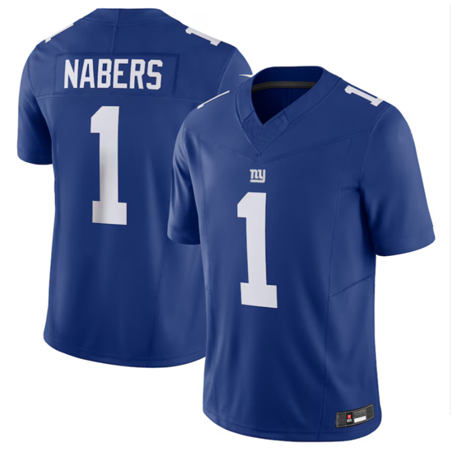 Kieara NY.Giants #1 Malik Nabers Royal Vapor F.U.S.E. Limited American Stitched Stitched Jersey