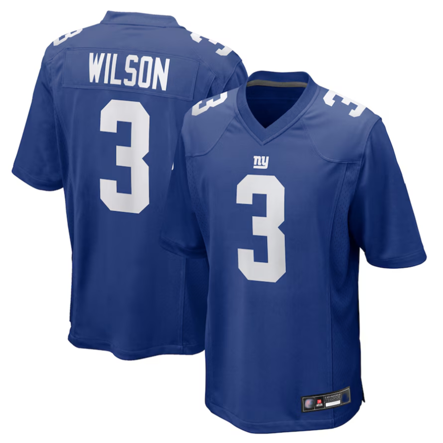 Kieara NY.Giants #3 Russell Wilson Player Royal Replica Game Stitched Jerseys