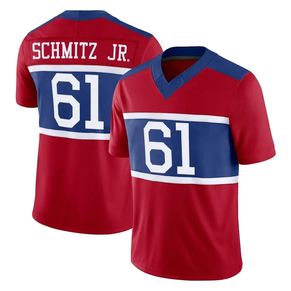 Kieara NY.Giants #61 John Michael Schmitz Jr. Player Red Century Vapor F.U.S.E. Home Game Stitched Jerseys