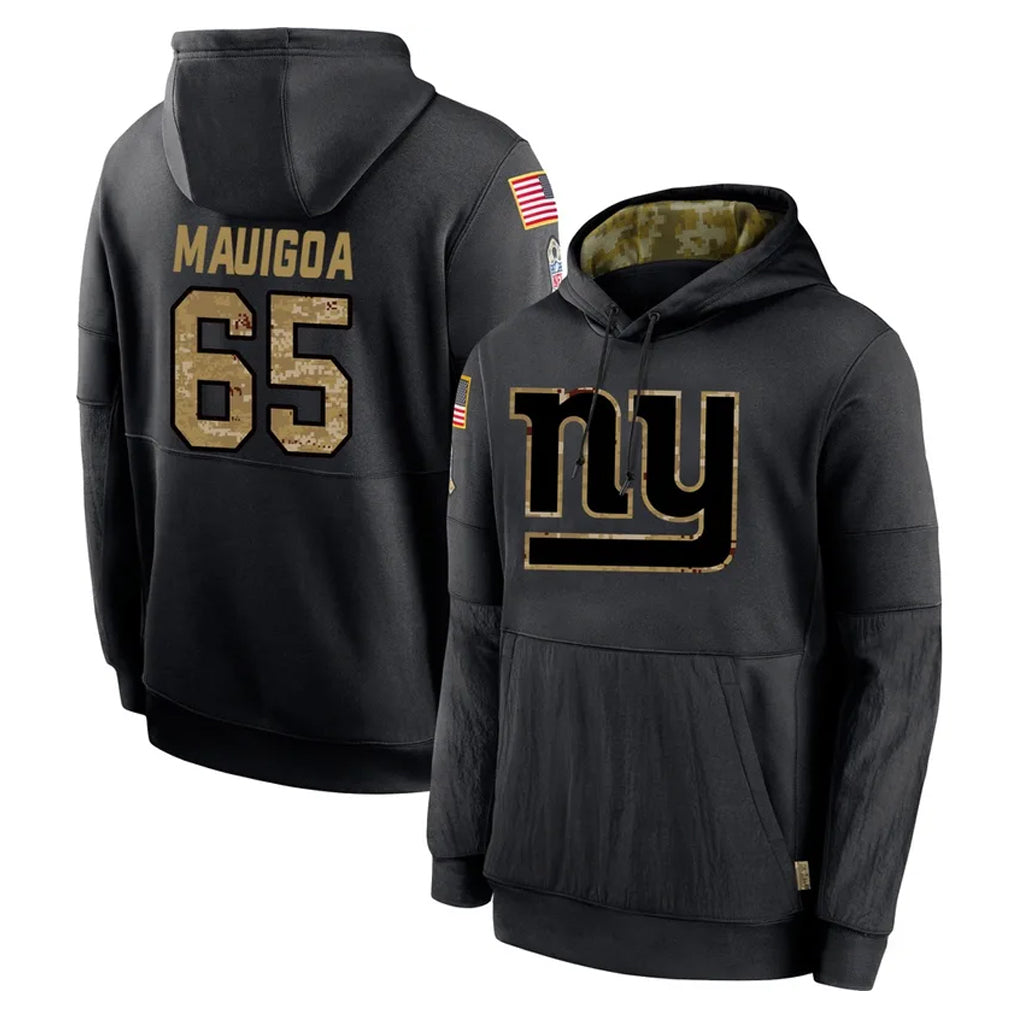 Kieara NY.Giants #65 Francis Mauigoa Player Black Salute to Service Hoodies Limited Game Stitched Jerseys