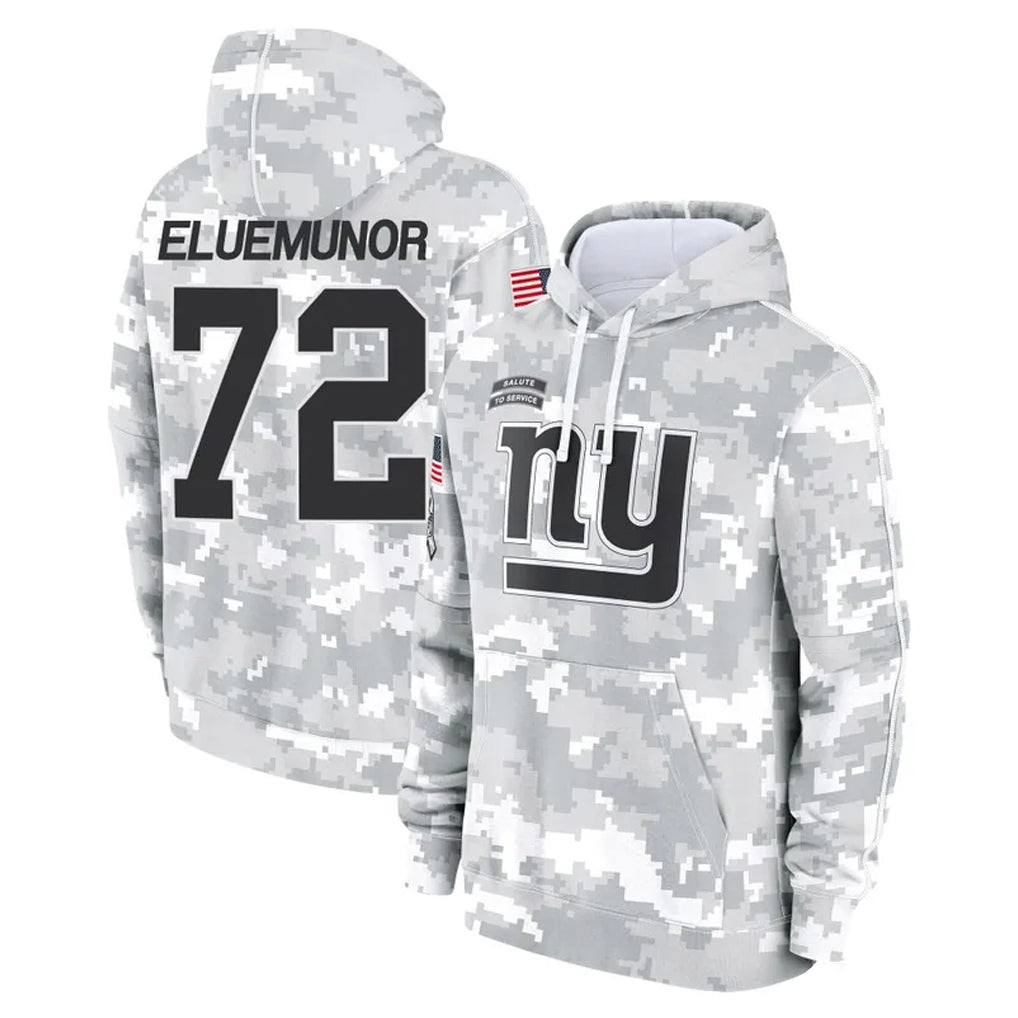Kieara NY.Giants #72 Jermaine Eluemunor Player Arctic Camo Salute to Service Pullover Hoodies Limited Game Stitched Jerseys