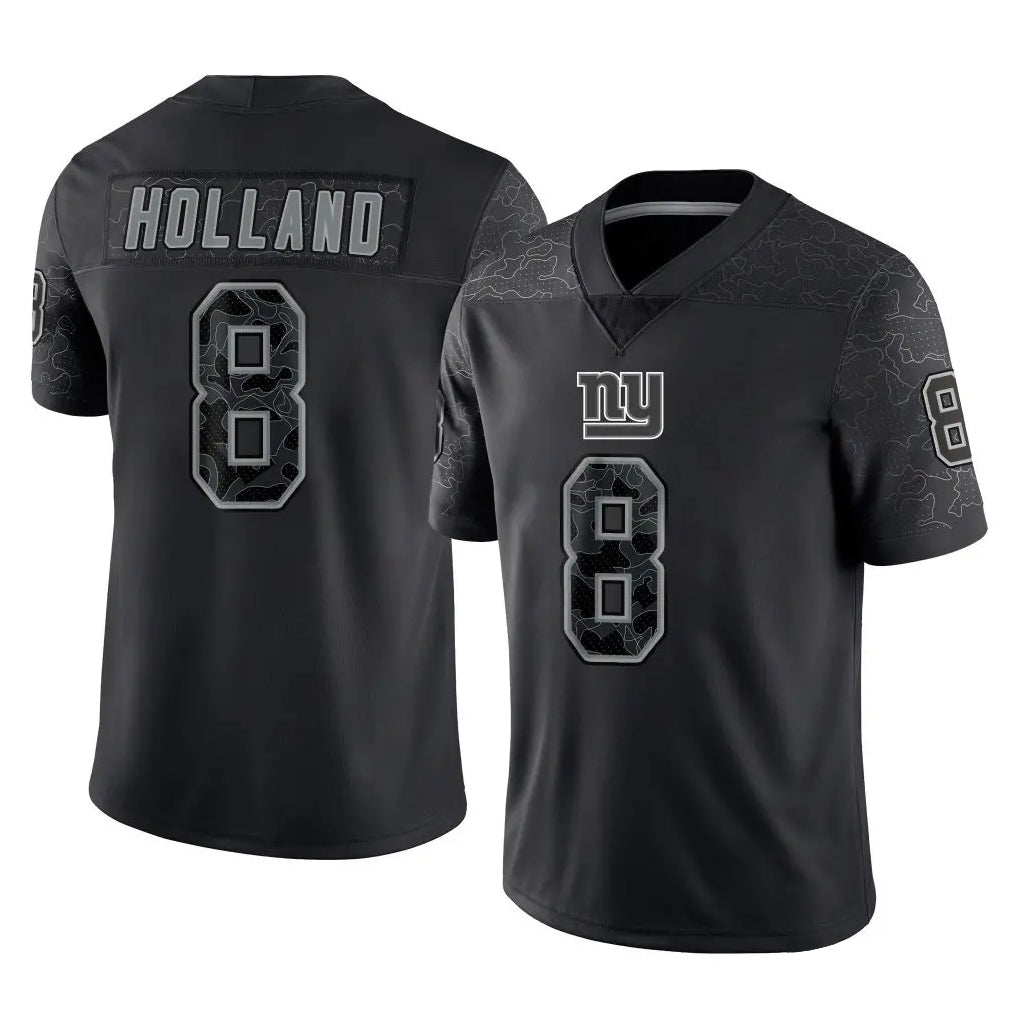 Kieara NY.Giants #8 Jevon Holland Player Black Limited Reflective Home Game Stitched Jerseys