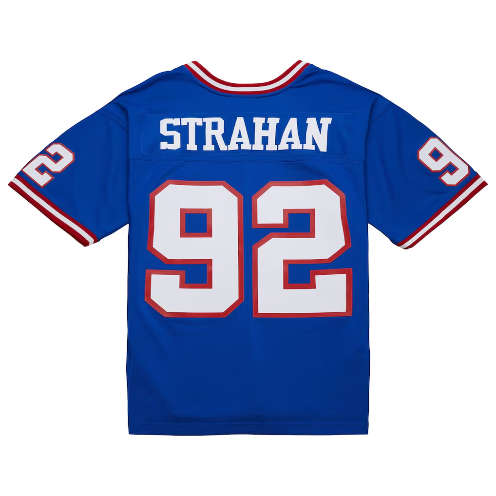 Kieara NY.Giants #92 Michael Strahan Mitchell & Ness Royal Big & Tall 1993 Retired Player Replica Stitched Puhic Jersey