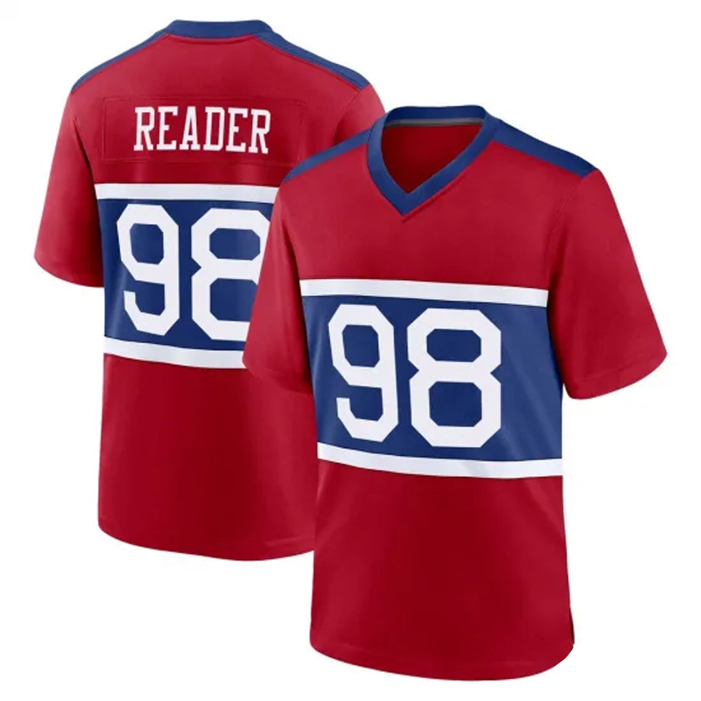 Kieara NY.Giants #98 DJ Reader Player Red Century Home Game Stitched Jerseys