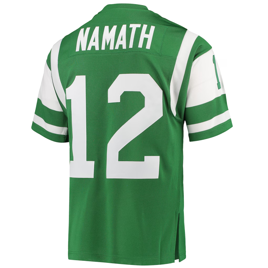 Kieara NY.Jets 1968 #12 Joe Namath Mitchell & Ness Green Authentic Throwback Retired Player Stitched Puhic Jersey