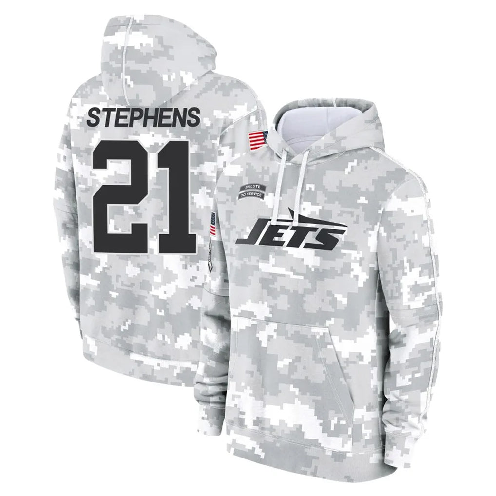 Kieara NY.Jets #21 Brandon Stephens Player Arctic Camo Salute to Service Pullover Hoodies Limited Game Stitched Jerseys