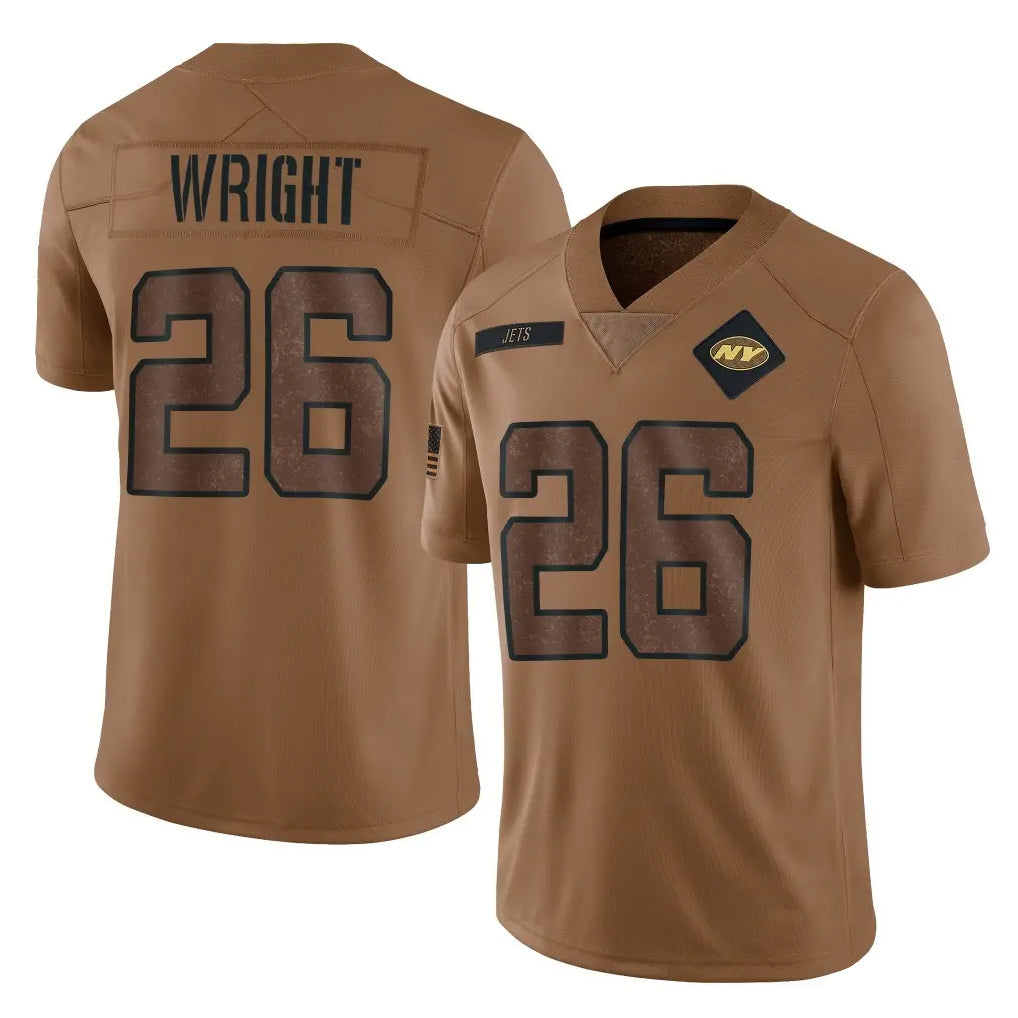 Kieara NY.Jets #26 Nahshon Wright Player Brown Salute To Service Limited Stitched Jerseys