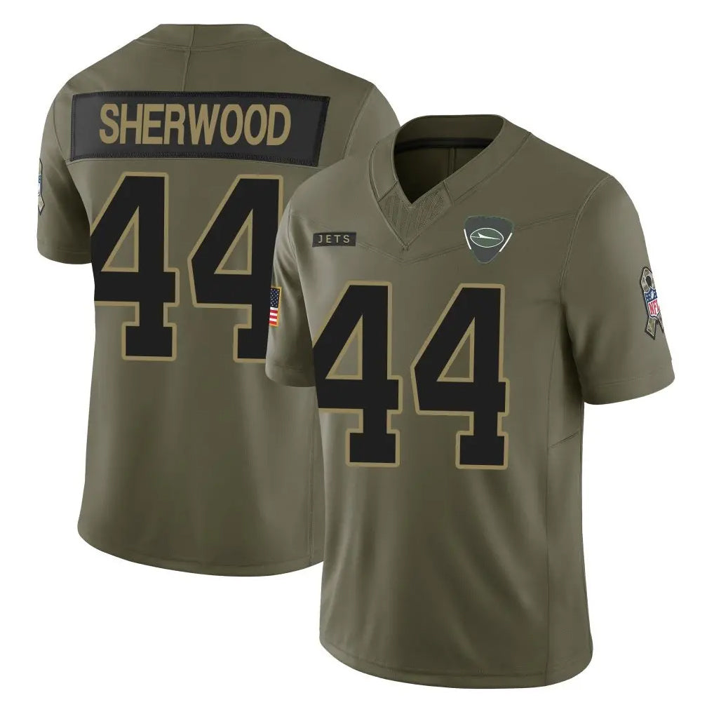 Kieara NY.Jets #44 Jamien Sherwood Player Olive 2025 Salute To Service Limited Stitched Jerseys