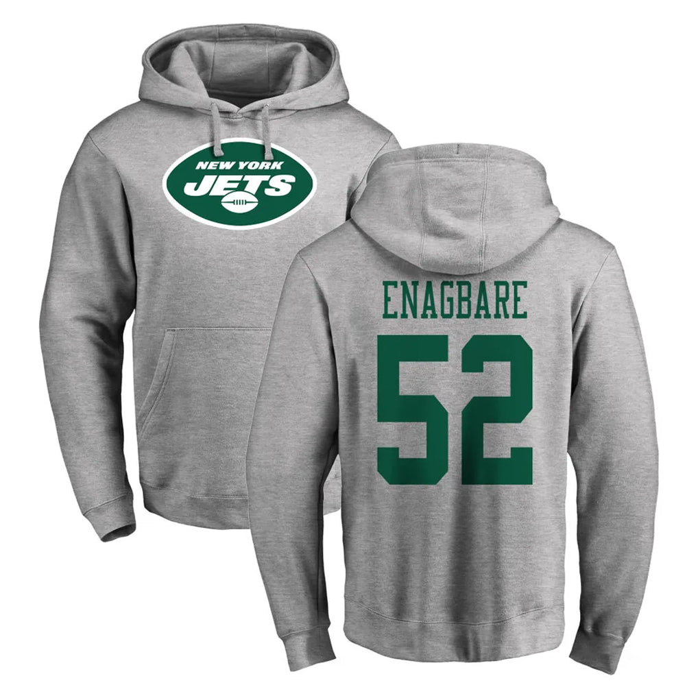 Kieara NY.Jets #52 Kingsley Enagbare Player Gray LOGO Pullover Hoodies Limited Game Stitched Jerseys
