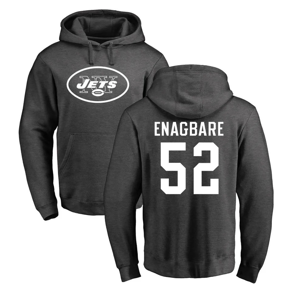 Kieara NY.Jets #52 Kingsley Enagbare Player Gray Pullover Hoodies Limited Game Stitched Jerseys