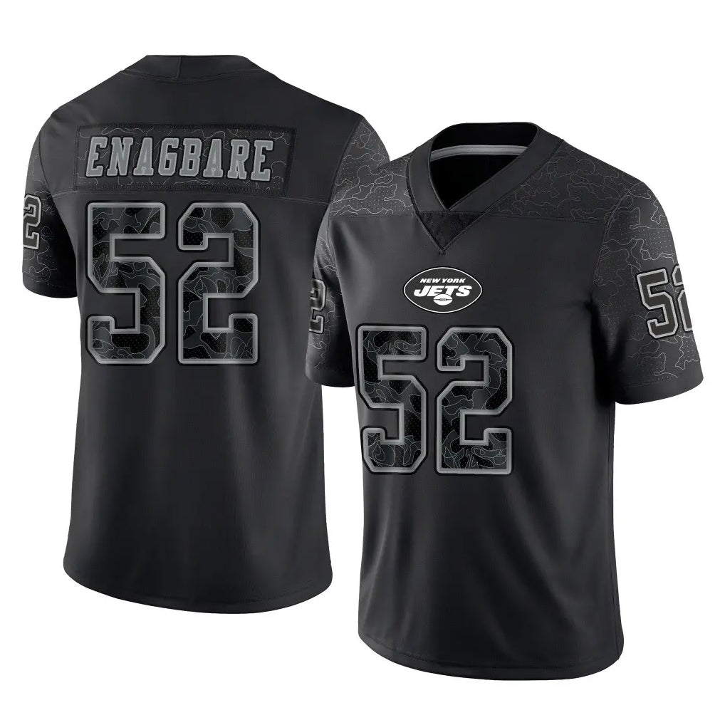 Kieara NY.Jets #52 Kingsley Enagbare Player Stealth Black Limited Reflective Home Game Stitched Jerseys