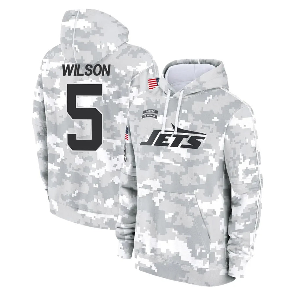 Kieara NY.Jets #5 Garrett Wilson Player Arctic Camo Salute to Service Pullover Hoodies Limited Game Stitched Jerseys