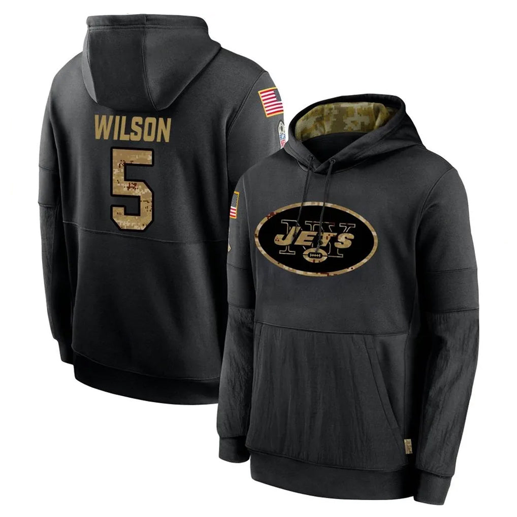 Kieara NY.Jets #5 Garrett Wilson Player Black Salute to Service Hoodies Limited Game Stitched Jerseys