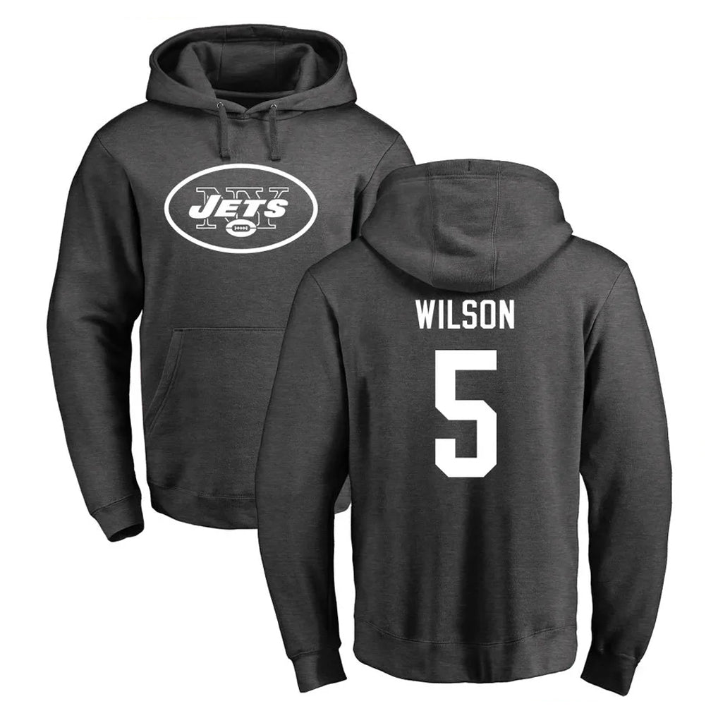Kieara NY.Jets #5 Garrett Wilson Player Gray Pullover Hoodies Limited Game Stitched Jerseys