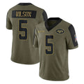 Kieara NY.Jets #5 Garrett Wilson Player Olive Salute To Service Limited Game Stitched Jerseys
