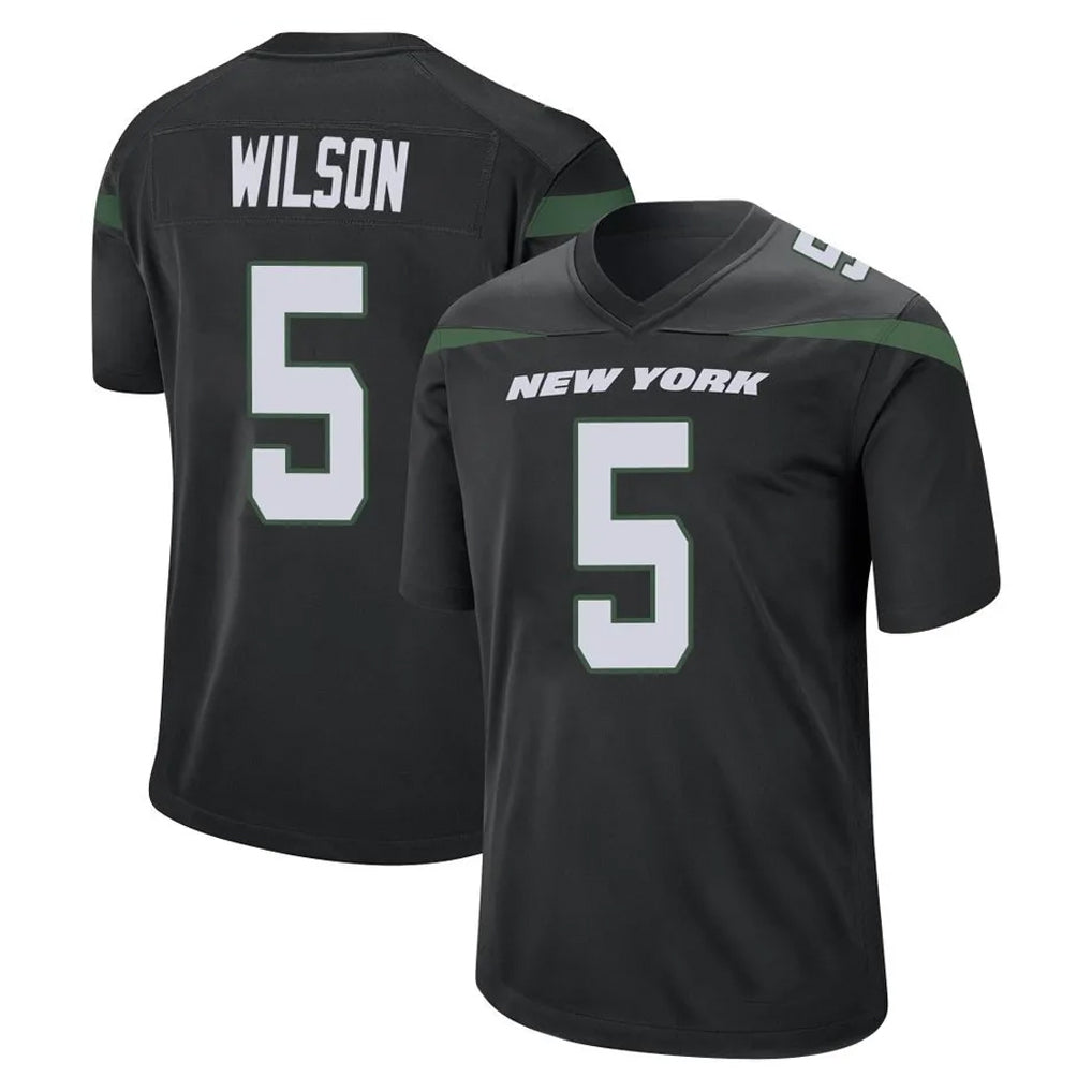 Kieara NY.Jets #5 Garrett Wilson Player Stealth Black Home Game Stitched Jerseys
