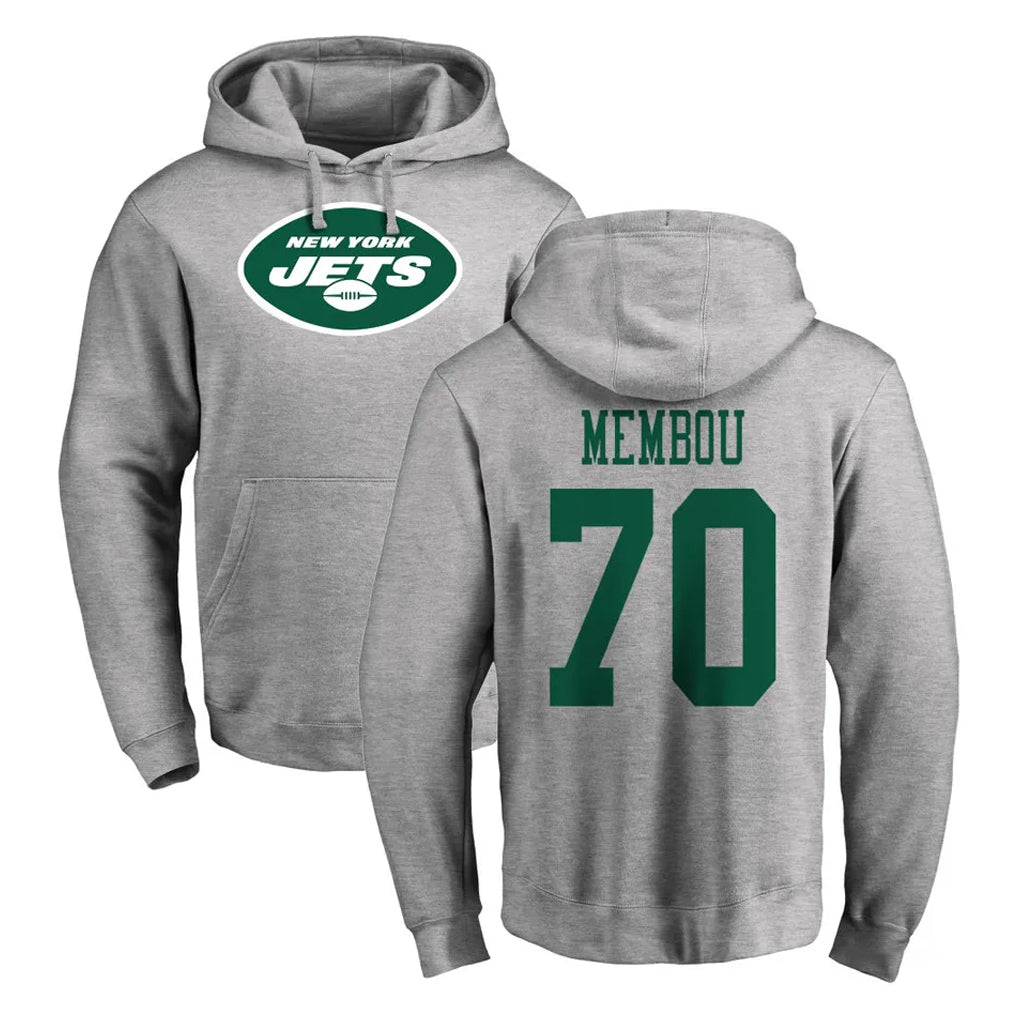 Kieara NY.Jets #70 Armand Membou Player Gray LOGO Pullover Hoodies Limited Game Stitched Jerseys