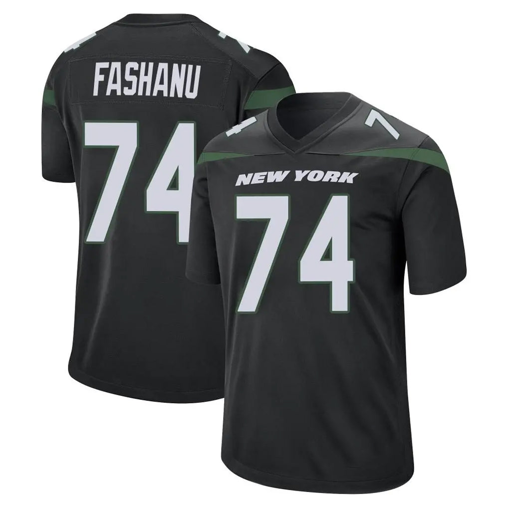 Kieara NY.Jets #74 Olu Fashanu Player Stealth Black Home Game Stitched Jerseys