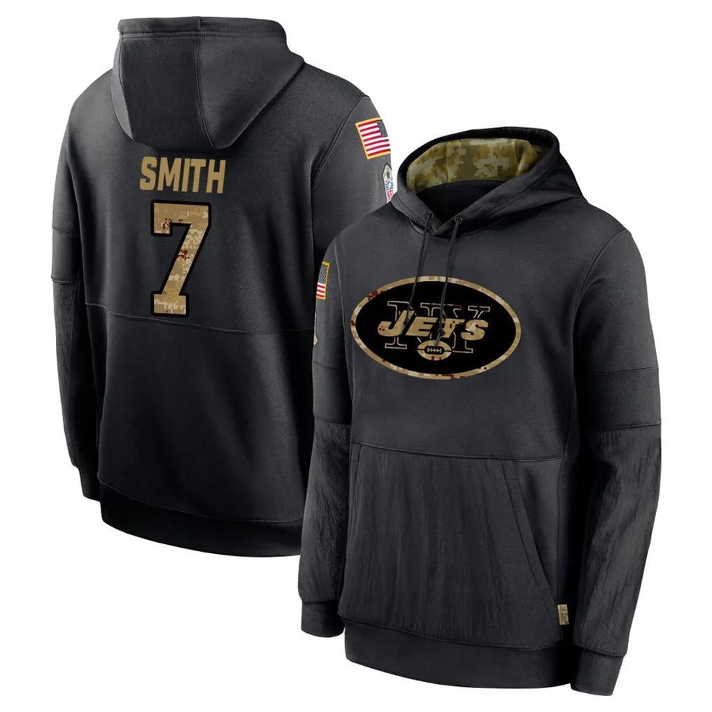 Kieara NY.Jets #7 Geno Smith Player Black Salute to Service Hoodies Limited Game Stitched Jerseys
