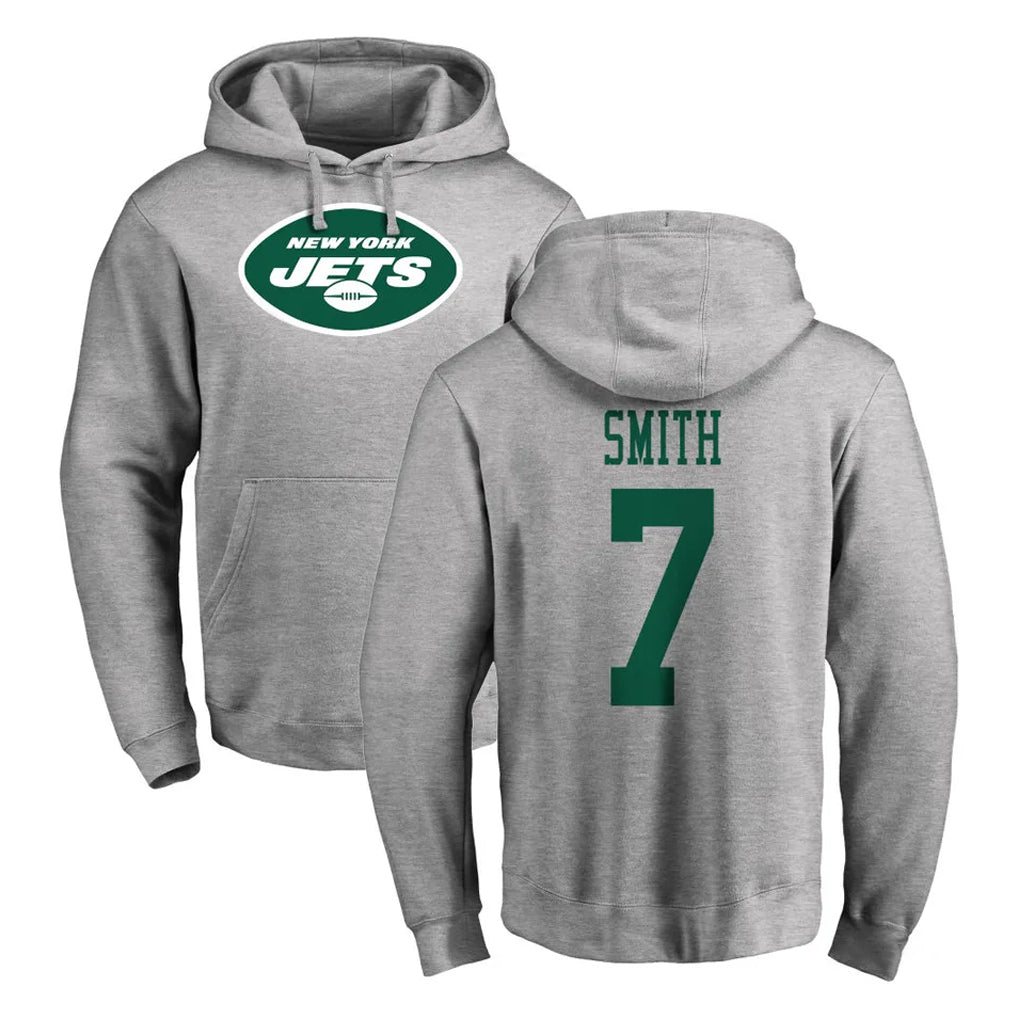 Kieara NY.Jets #7 Geno Smith Player Gray LOGO Pullover Hoodies Limited Game Stitched Jerseys