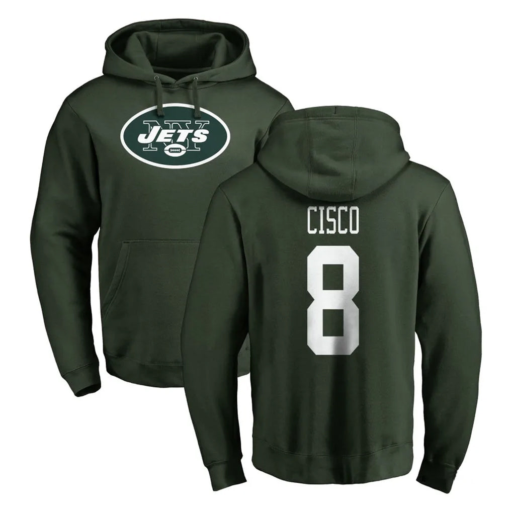 Kieara NY.Jets #8 Andre Cisco Player Green LOGO Pullover Hoodies Limited Game Stitched Jerseys