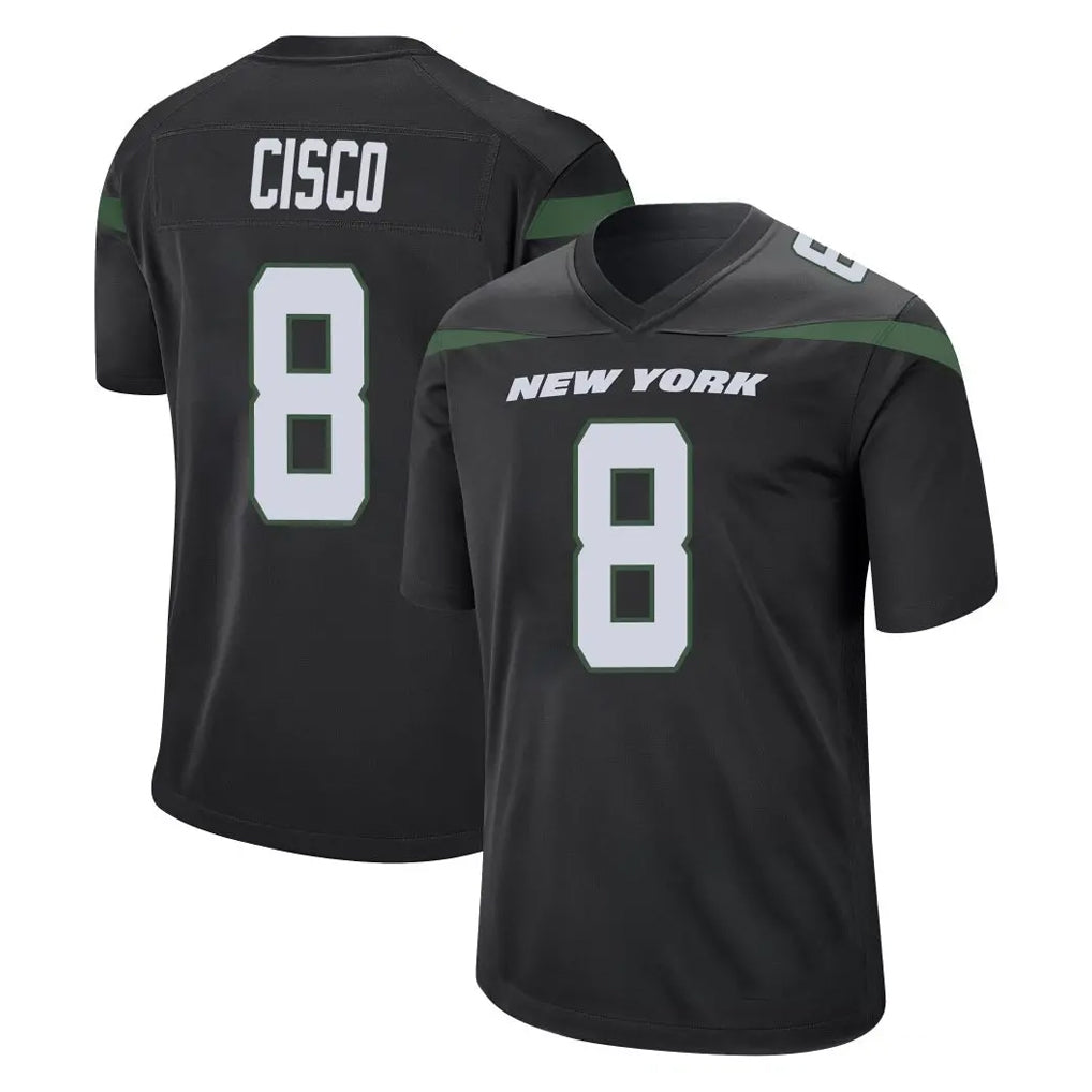 Kieara NY.Jets #8 Andre Cisco Player Stealth Black Home Game Stitched Jerseys