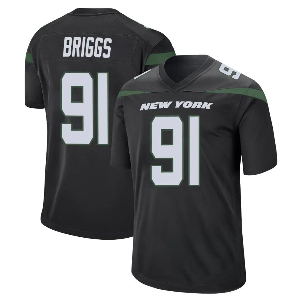 Kieara NY.Jets #91 Jowon Briggs Player Stealth Black Home Game Stitched Jerseys