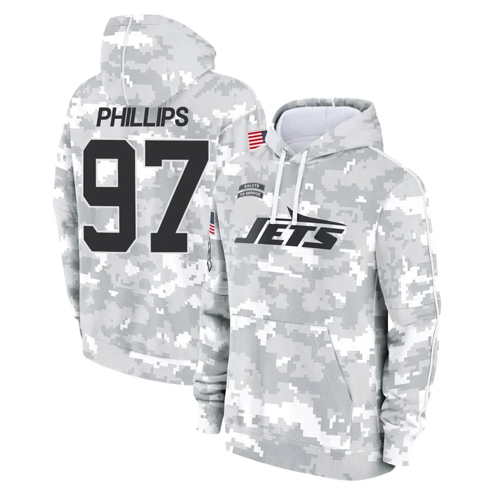 Kieara NY.Jets #97 Harrison Phillips Player Arctic Camo Salute to Service Pullover Hoodies Limited Game Stitched Jerseys