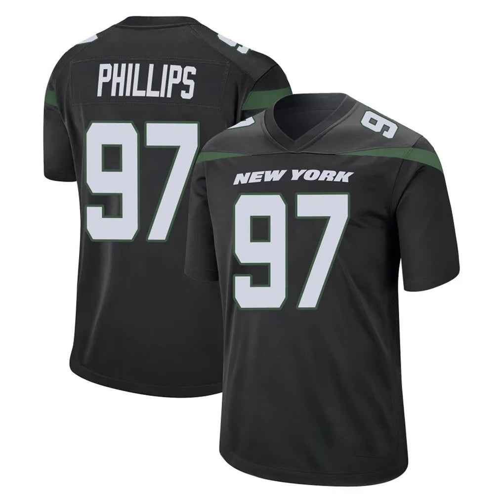 Kieara NY.Jets #97 Harrison Phillips Player Stealth Black Home Game Stitched Jerseys