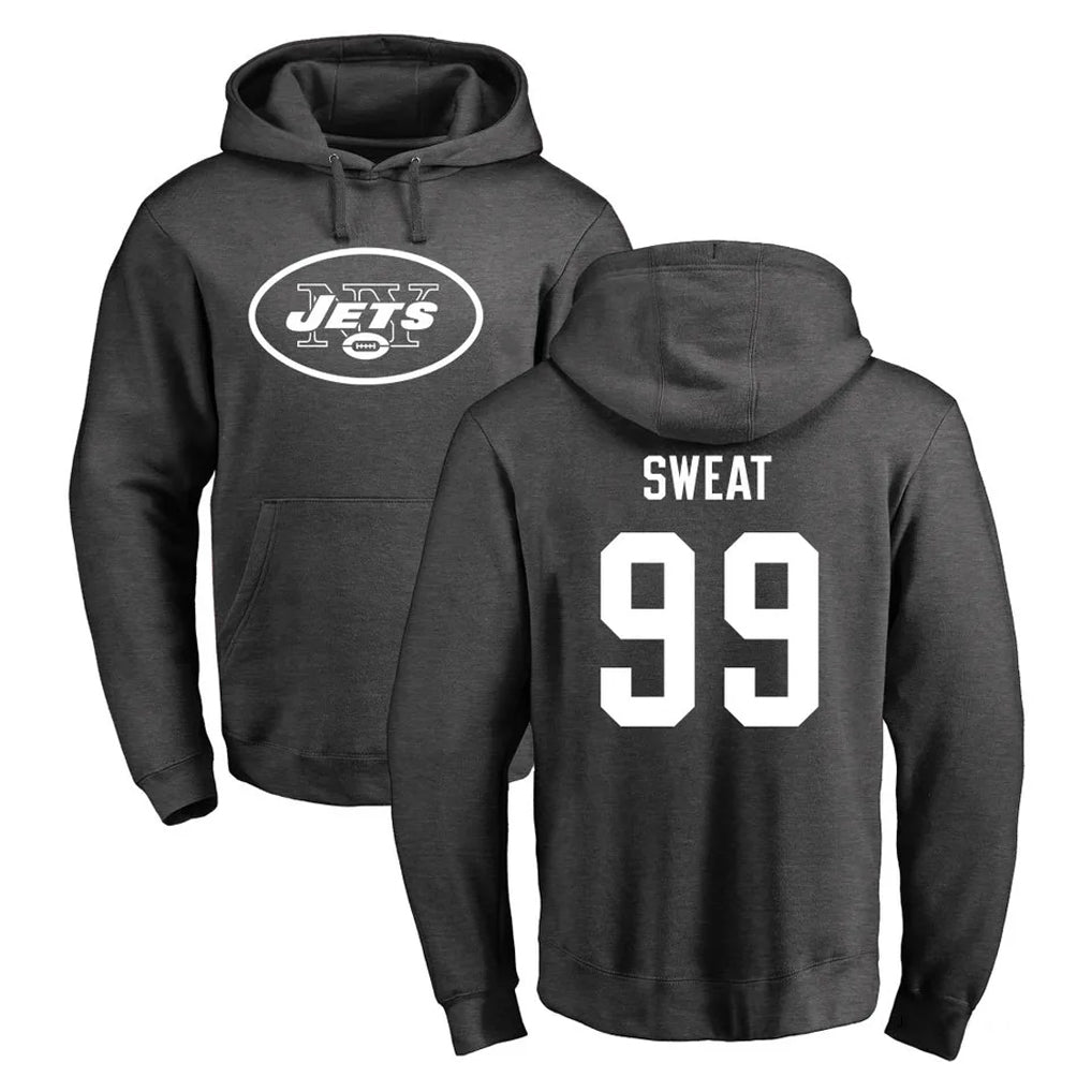 Kieara NY.Jets #99 T'Vondre Sweat Player Gray Pullover Hoodies Limited Game Stitched Jerseys