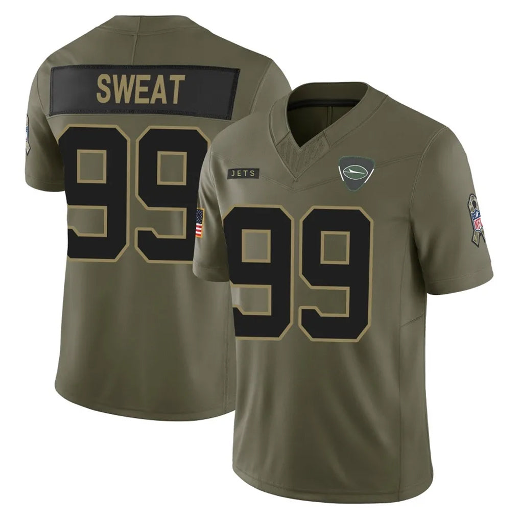 Kieara NY.Jets #99 T'Vondre Sweat Player Olive 2025 Salute To Service Limited Stitched Jerseys