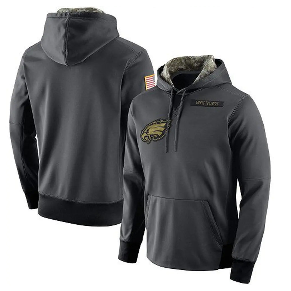 Kieara P.Eagles Gray Pullover Hoodies Home Game Blank Player Stitched Jerseys