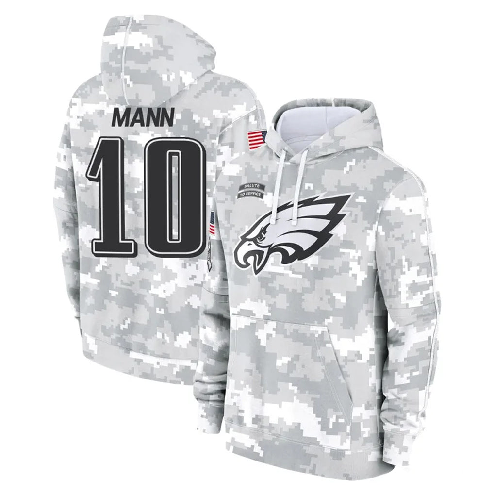 Kieara P.Eagles #10 Braden Mann Player Arctic Camo Salute to Service Pullover Hoodies Limited Game Stitched Jerseys