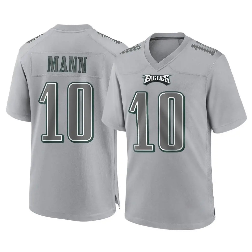 Kieara P.Eagles #10 Braden Mann Player Gray Atmosphere Fashion Home Game Stitched Jerseys