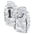 Kieara P.Eagles #1 Jalen Hurts Player Military Hoodie Arctic Camo Salute To Service Stitched Jerseys