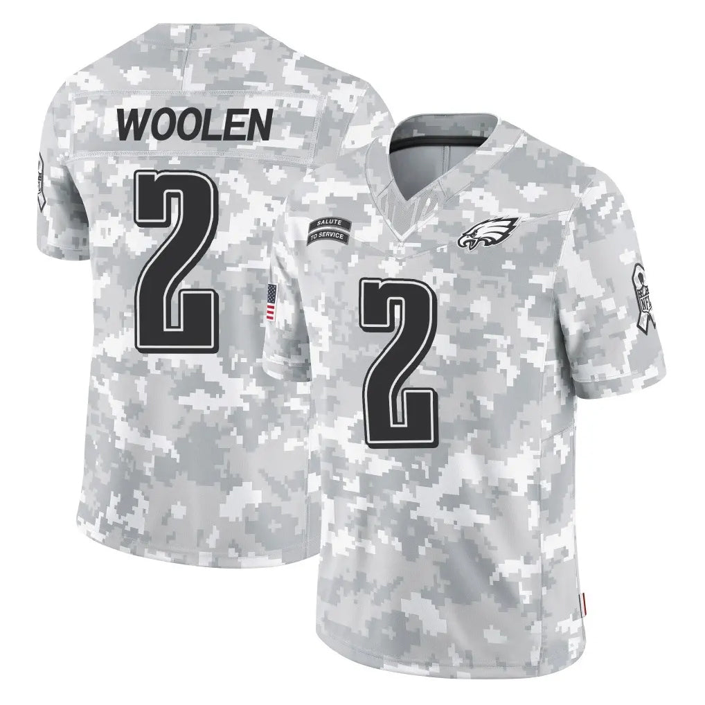 Kieara P.Eagles #2 Riq Woolen Player Arctic Camo Salute to Service Limited Game Stitched Jerseys