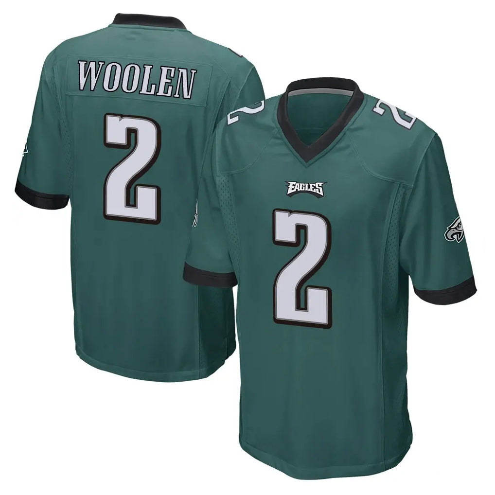 Kieara P.Eagles #2 Riq Woolen Player Team Color Green Home Game Stitched Jerseys