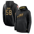 Kieara P.Eagles #58 Jalyx Hunt Player Black Salute to Service Hoodies Limited Game Stitched Jerseys