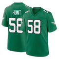 Kieara P.Eagles #58 Jalyx Hunt Player Green Kelly Alternate Home Game Stitched Jerseys