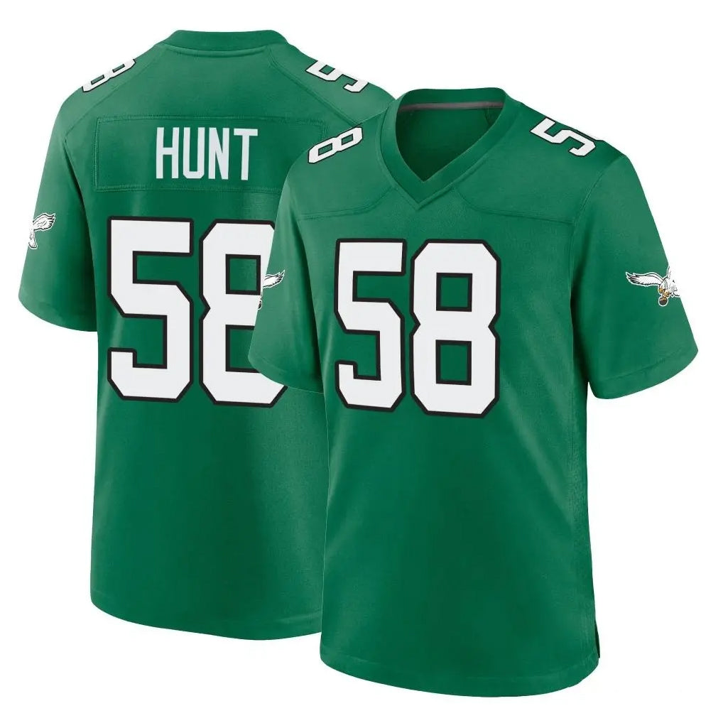 Kieara P.Eagles #58 Jalyx Hunt Player Green Kelly Alternate Home Game Stitched Jerseys