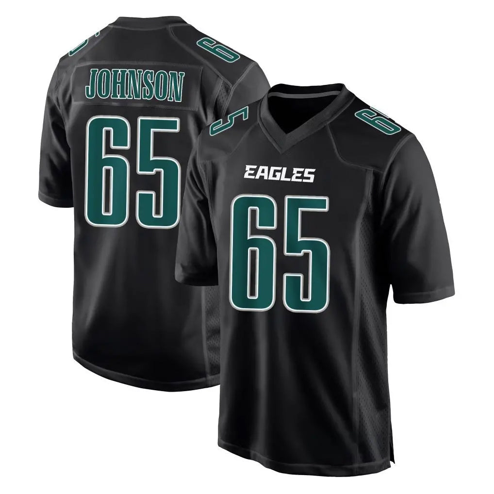 Kieara P.Eagles #65 Lane Johnson Player Carbon Black Fashion Home Game Stitched Jerseys